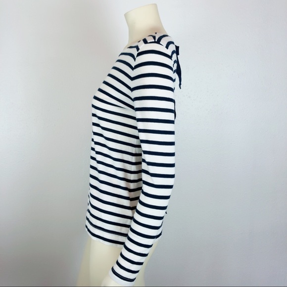 J. Crew Bow Embellished Back Striped Blouse Top XS - Picture 4 of 8